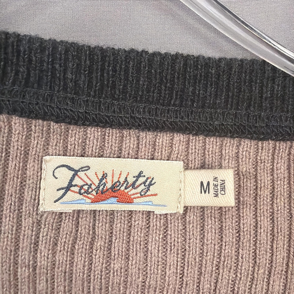 Faherty Sweater Womens Medium Stripe Mikki Henley Organic Cotton Cashmere Retro - Picture 3 of 9
